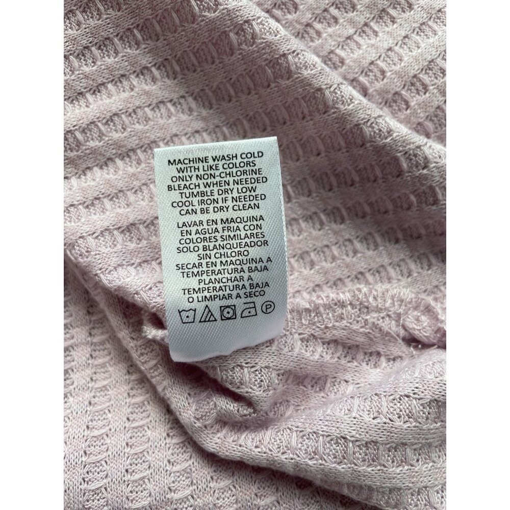 Chaser Waffle Knit Thermal Top Size Large V Neck Long Sleeve Pink Relaxed Staple - Picture 7 of 10